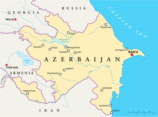 azerbaijan political map with capital baku national borders most important cities azerbaijan political map with capital baku national borders most important cities