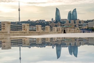 Baku Flame Towers Skyscrapers Television Tower And The Seaside