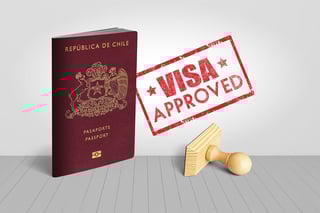 chile passport with visa approved wooden stamp for travel